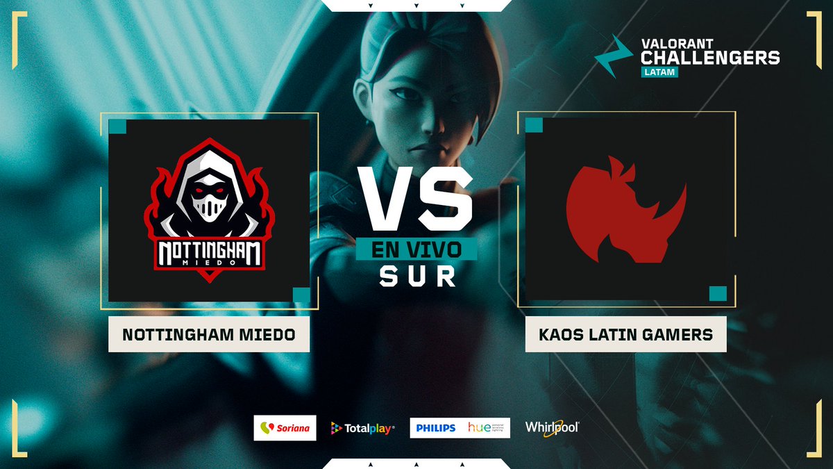 🚨 ¡LLEGÓ LA HORA! Estamos en VIVO con la GRAN FINAL de CQ en #VCLLatam Sur.

<a href="/NottinghamVLR/">Nottingham Miedo</a>  🆚 <a href="/KaosLatinGamers/">Kaos Latin Gamers</a> 

📺Unete a la transmisión: twitch.tv/valorant_la | youtube.com/@valesportsla 

@whirpoolmx | #PhilipsHue | #SorianaGG | <a href="/totalplaymx/">Totalplay</a>