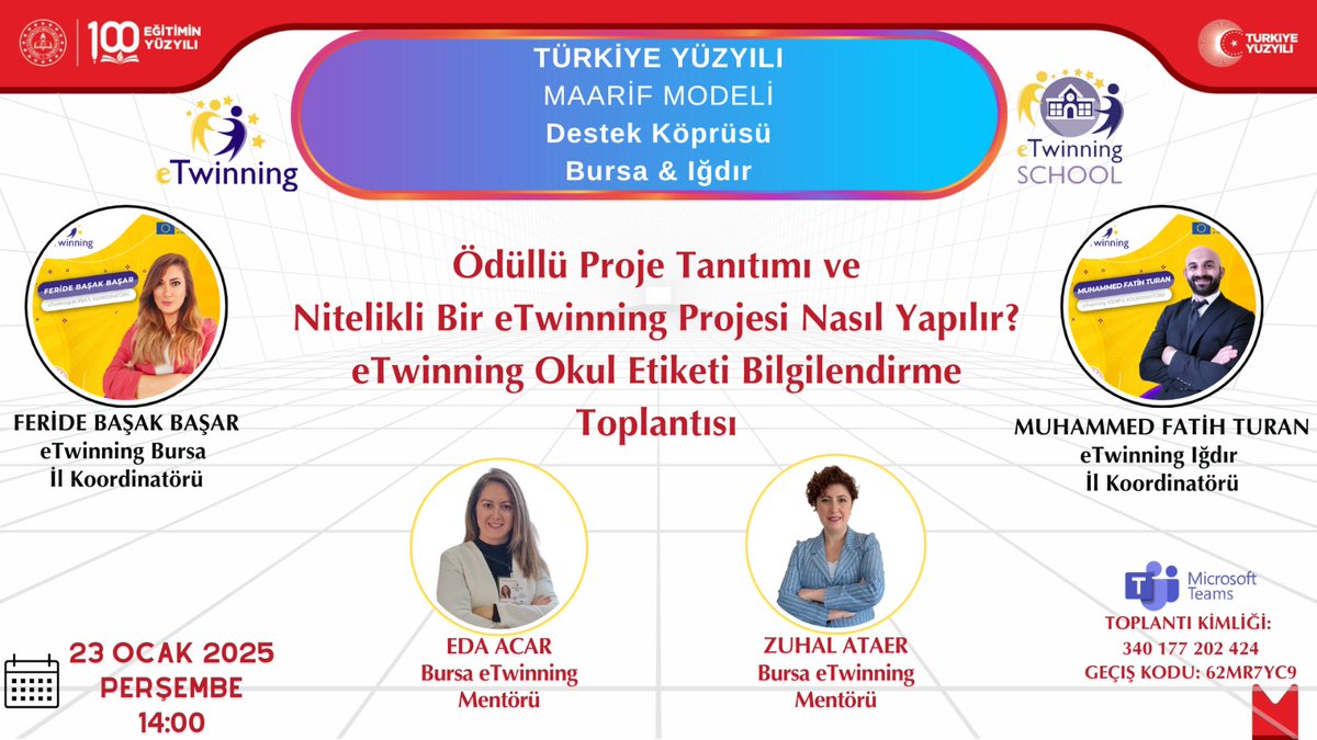 Bursa İl Millî Eğitim Müdürlüğü (@bursailmem16) on Twitter photo 💻 Türkiye Yüzyılı Maarif Modeli eTwinning Destek Köprüsü kapsamında, nitelikli projelerin yürütülmesi ve eTwinning Okul Etiketi süreci bilgilendirme webinarı ile Bursa mentörleri ve Iğdır eTwinnerları bir araya geliyor.
🗓️ 23 Ocak 2025 Perşembe
🕑 Saat: 14.00
<a href="/tcmeb/">Millî Eğitim Bakanlığı</a> 💻 Türkiye Yüzyılı Maarif Modeli eTwinning Destek Köprüsü kapsamında, nitelikli projelerin yürütülmesi ve eTwinning Okul Etiketi süreci bilgilendirme webinarı ile Bursa mentörleri ve Iğdır eTwinnerları bir araya geliyor.
🗓️ 23 Ocak 2025 Perşembe
🕑 Saat: 14.00
<a href="/tcmeb/">Millî Eğitim Bakanlığı</a>