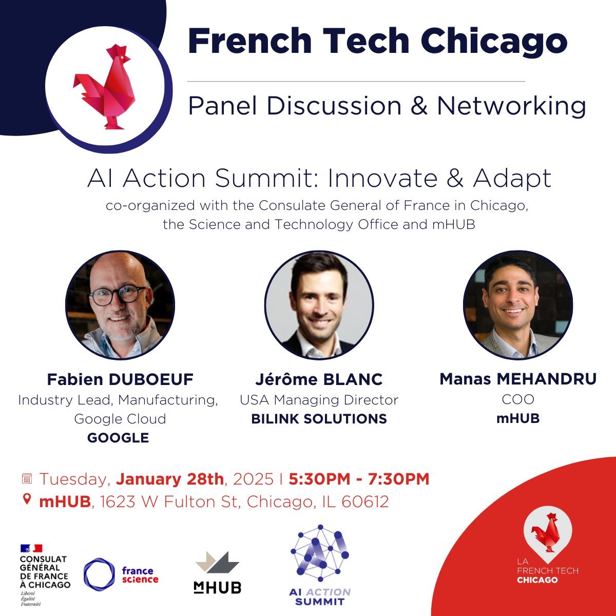 📢 JOIN US for a discussion on the latest trends and challenges in #AI integration on Tuesday, January 28th, 2025 from 5:30 PM to 7:30 PM at <a href="/mHUBChicago/">mHUB</a>! 
👉 Registration link: lnkd.in/ebSFGr7f