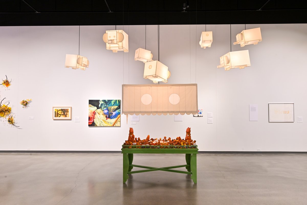 WSUArtMuseum's tweet image. Squeak Meisel is Chair and a Professor in the Department of Art. “Abandon your homeland” (Frank Birch) is a sculpture reflecting on artist Jeffry Mitchell’s “The Death of Buddha” in our current exhibition. linktr.ee/jsmawsu #WSUartmuseum #YourCollection #FacultyRemix