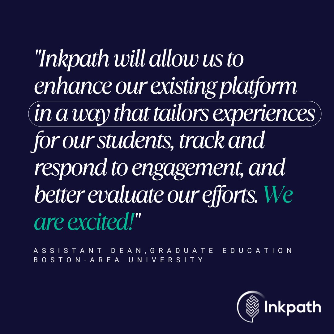 "Inkpath will allow us to enhance our existing platform in a way that tailors experiences for our students, track and respond to engagement, and better evaluate our efforts. We are excited!” 

Book a demo👉inkpath.co.uk

#edtech #highered #gradschool #universities #CPD