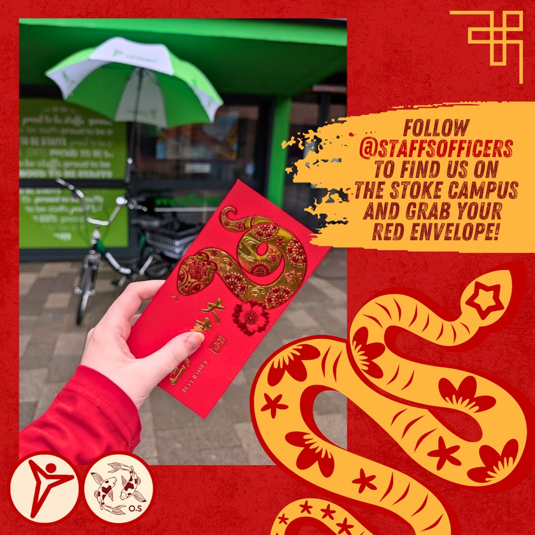 We're celebrating the Lunar New Year by heading out on our Union trike again to bring you free food and huge discounts on Ember Lounge food! Follow @/staffsofficers (Instagram) and keep an eye on our story on Wednesday 29th to find us on the Stoke campus and grab your voucher! 🐍