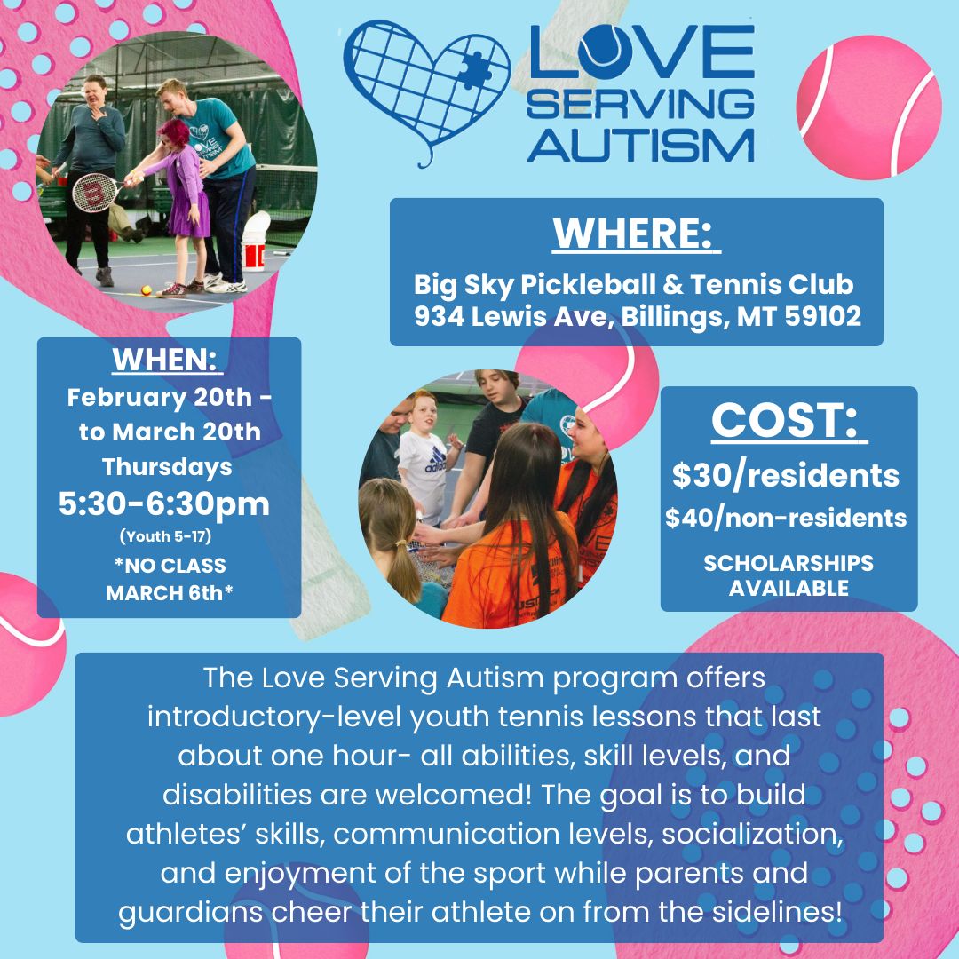 Billings Parks & Rec (@billingsparkrec) on Twitter photo Love Serving Autism returns in February! Get your athlete signed up today! We are also in need of volunteers to work with athletes on the court (training provided) - contact us for more information at parkinfo@billingsmt.gov. Love Serving Autism returns in February! Get your athlete signed up today! We are also in need of volunteers to work with athletes on the court (training provided) - contact us for more information at parkinfo@billingsmt.gov.