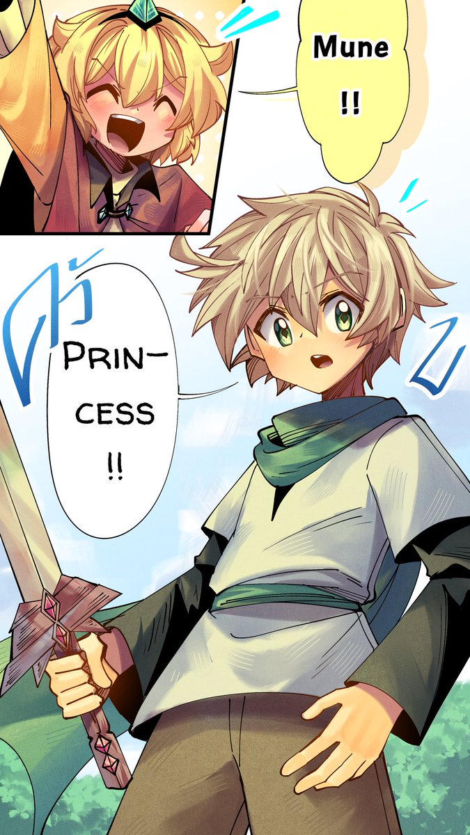 After the battle on the another side of the world with Plague Doctor, the knight, defeating him and returns to the demon world, not only the champion sword in their hand but the sword of Kaden the Hero as well.