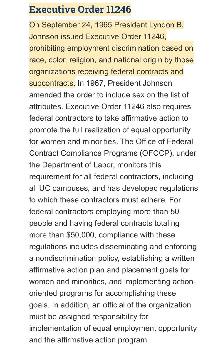 And on day one Trump killed LBJ’s 1967 Equal Opportunity Executive Order - 11246 👇🏿

For those who are confused…

Trump is at war against Equality, Equity, Diversity, and Inclusion.

In other words… this is an act of racism, xenophobia, misogyny and white supremacy.