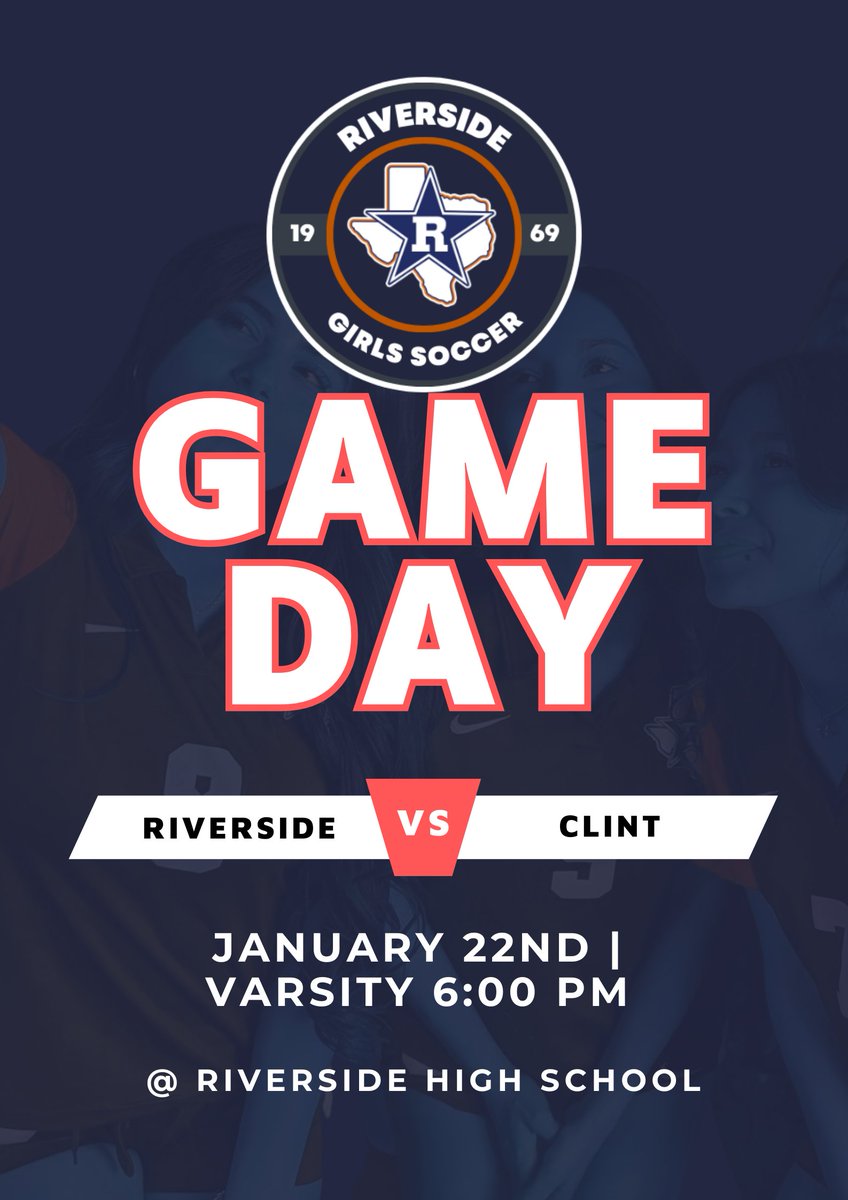 Riverside High School Girls Soccer (@rhs_gsoccer) on Twitter photo First district home game 🥶
🥅vs Clint
🏟️ @ Riverside High School
⌚ Varsity only, 6:00 P.M.
<a href="/MSanchez14_/">Mario Sanchez</a> <a href="/Reza_RHS/">Reza</a> <a href="/GerardoANorieg1/">Gerardo A. Noriega</a> <a href="/Daniel_Chavez08/">Daniel Chavez</a> <a href="/Riverside_4ever/">Riverside_Rangers</a> First district home game 🥶
🥅vs Clint
🏟️ @ Riverside High School
⌚ Varsity only, 6:00 P.M.
<a href="/MSanchez14_/">Mario Sanchez</a> <a href="/Reza_RHS/">Reza</a> <a href="/GerardoANorieg1/">Gerardo A. Noriega</a> <a href="/Daniel_Chavez08/">Daniel Chavez</a> <a href="/Riverside_4ever/">Riverside_Rangers</a>
