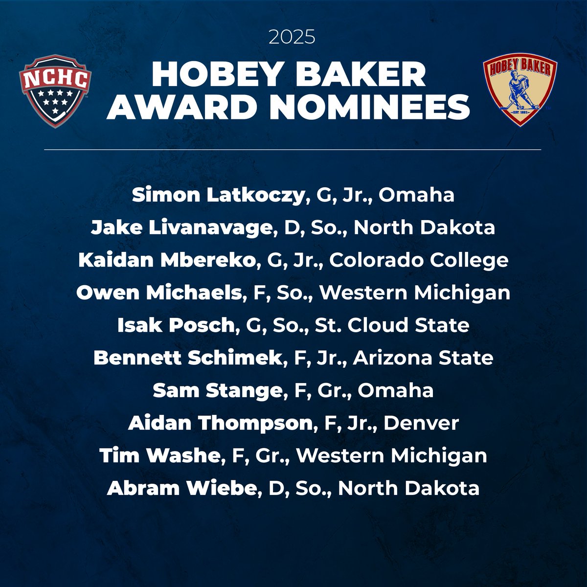 We're home to 2⃣1⃣ #NCHChockey standouts nominated for the 2025 <a href="/HobeyBakerAward/">Hobey Baker Award</a>! 🤩

📰: bit.ly/2025HobeyBaker…
🗳️: hobeybaker.com/vote/