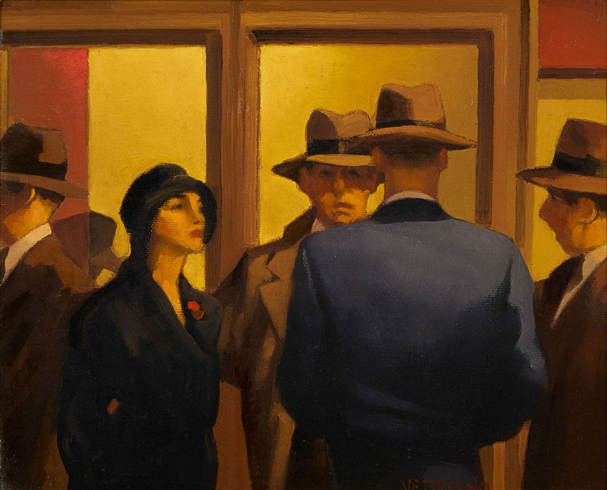 #AuctionUpdate Today's #ContemporaryArt auction saw #JackVettriano's 'The Confrontation', a classic example of #Vettriano's nostalgic odes to a bygone era, reach £18,900 incl premium. 
 lyonandturnbull.com/auctions/conte…