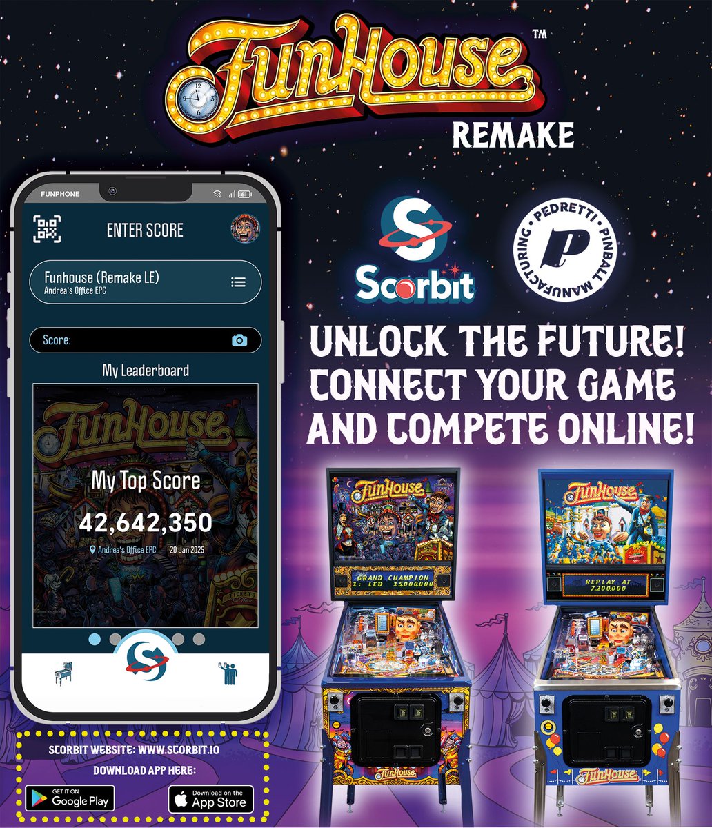 Scorbit is coming to Pedretti Gaming pinball machines! We’re so thrilled to see Pedretti’s implementation of Scorbit into Funhouse Remake. By leveraging our recently released developer SDK, Pedretti is expanding the fun for players! Stay tuned for more info #pinball