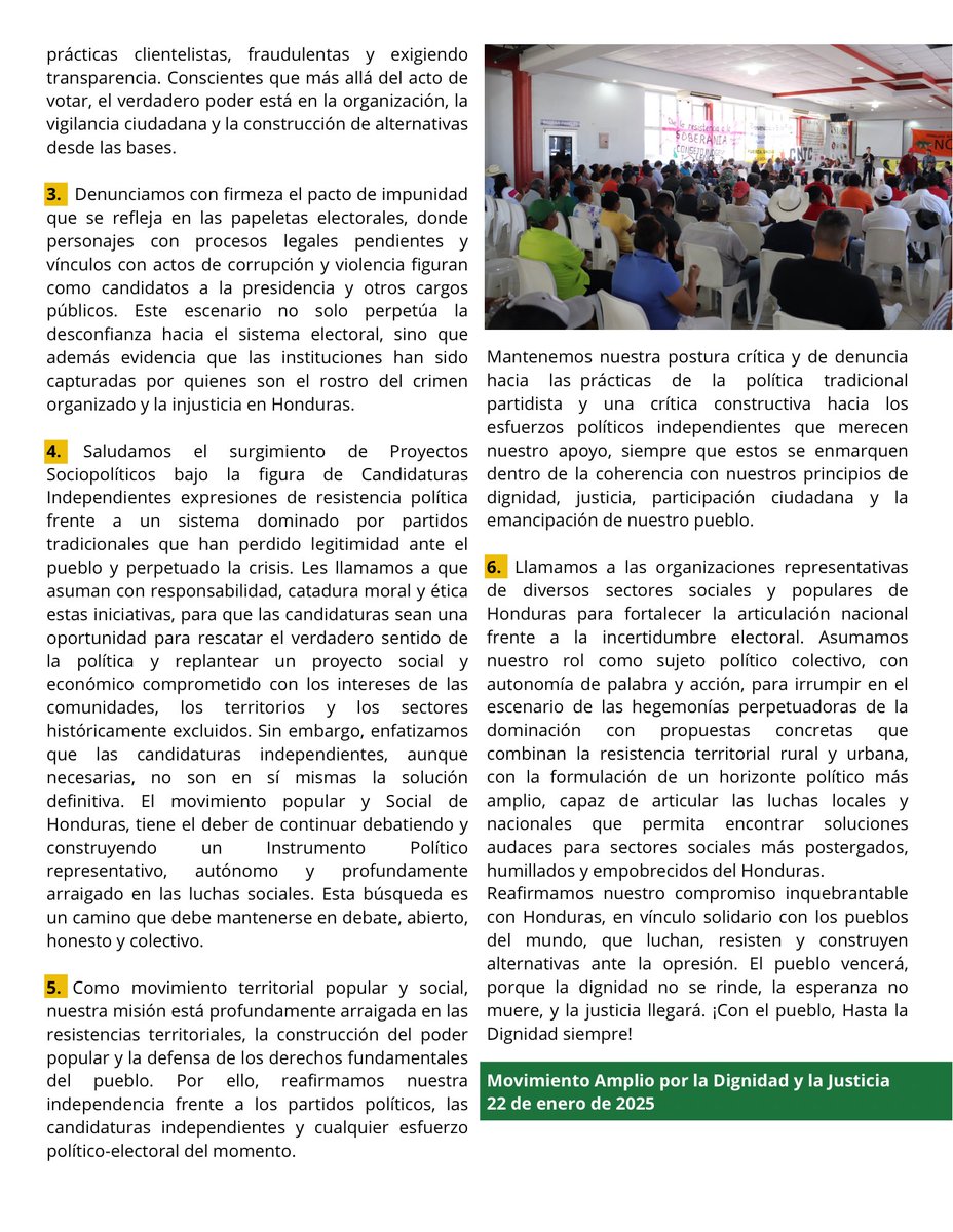 📢 Con profunda coherencia en nuestra lucha por los derechos humanos y la justicia, compartimos este mensaje clave en el cierre del tercer año de gobierno y con miras al proceso electoral 2025:

✊ Con el pueblo, hasta la dignidad siempre.

#JusticiaSocial #DemocraciaReal #MADJ