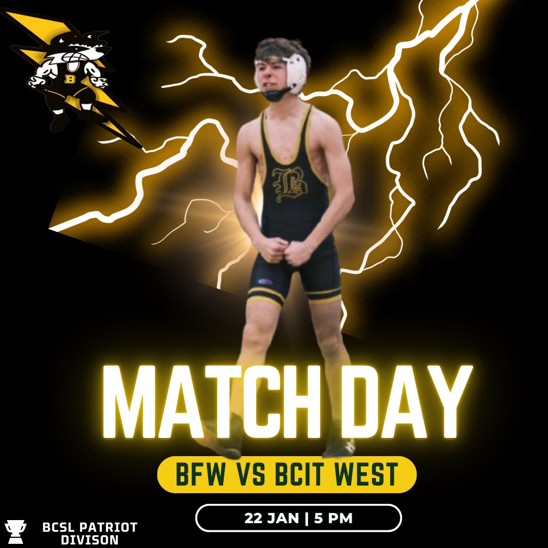 🚨MATCH DAY🚨
🤼 BCIT Westampton Tech
📍 Bordentown Regional High School
⏰ JV 5PM, V 6 PM

#GetBetterEveryday!⚡️🐾