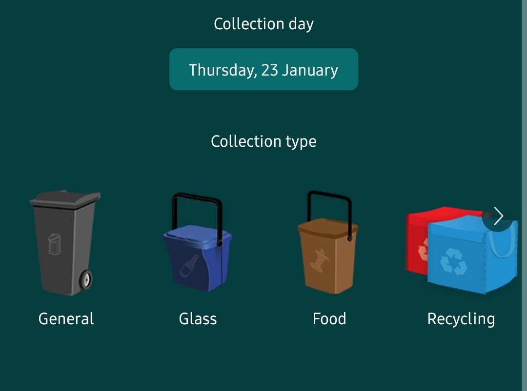 It's bin day tomorrow in Splott.

This week, it's general (bin or max 3 bags), glass &amp; food bin with red &amp; blue sacks, bring your bags in as soon as can.