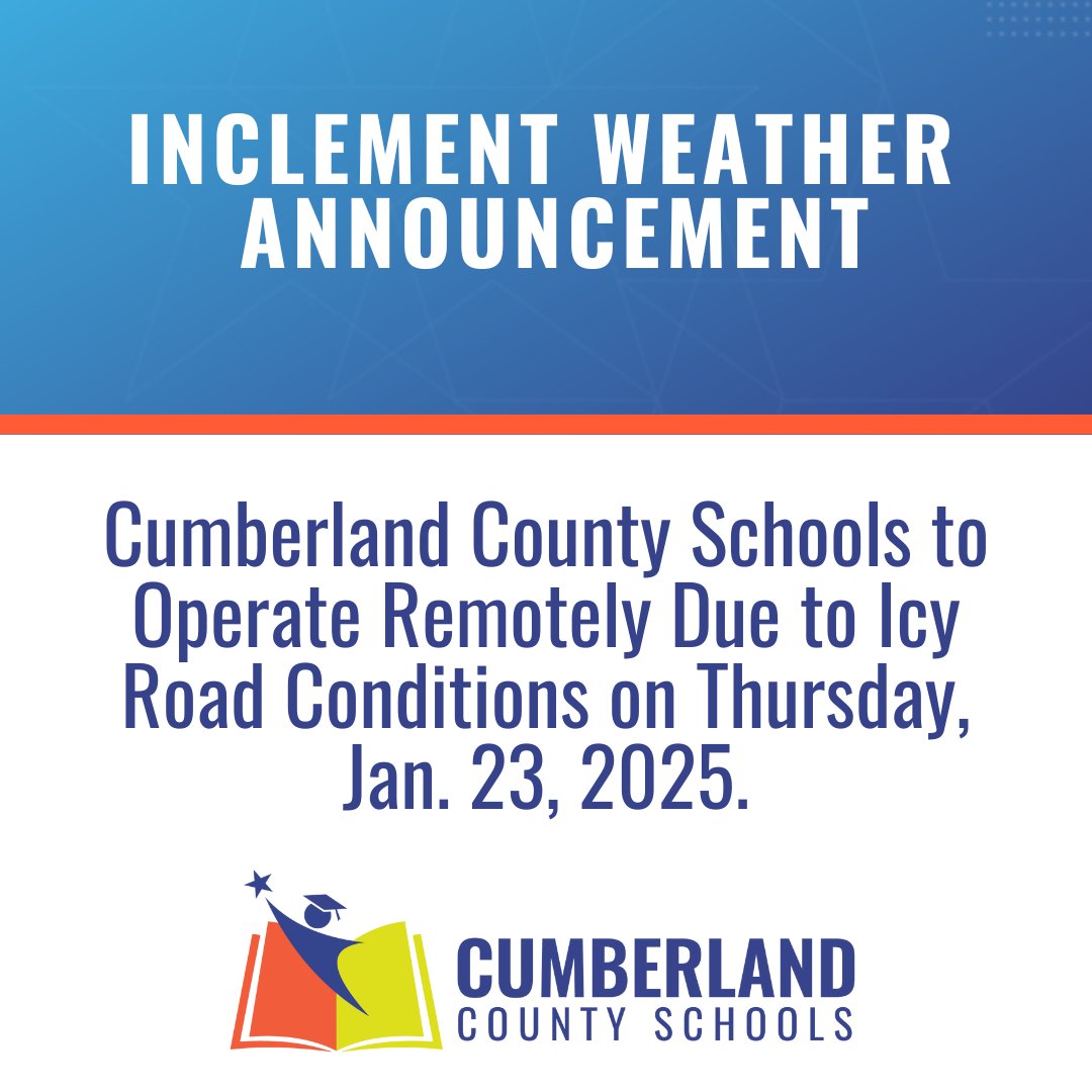 ❄️ CCS Remote Learning Alert ❄️ CCS will have an asynchronous remote learning day on Thursday, Jan. 23, 2025, due to icy roads and low temps. District buildings will be closed, and employees will work remotely. Details: tinyurl.com/yjat9ern
