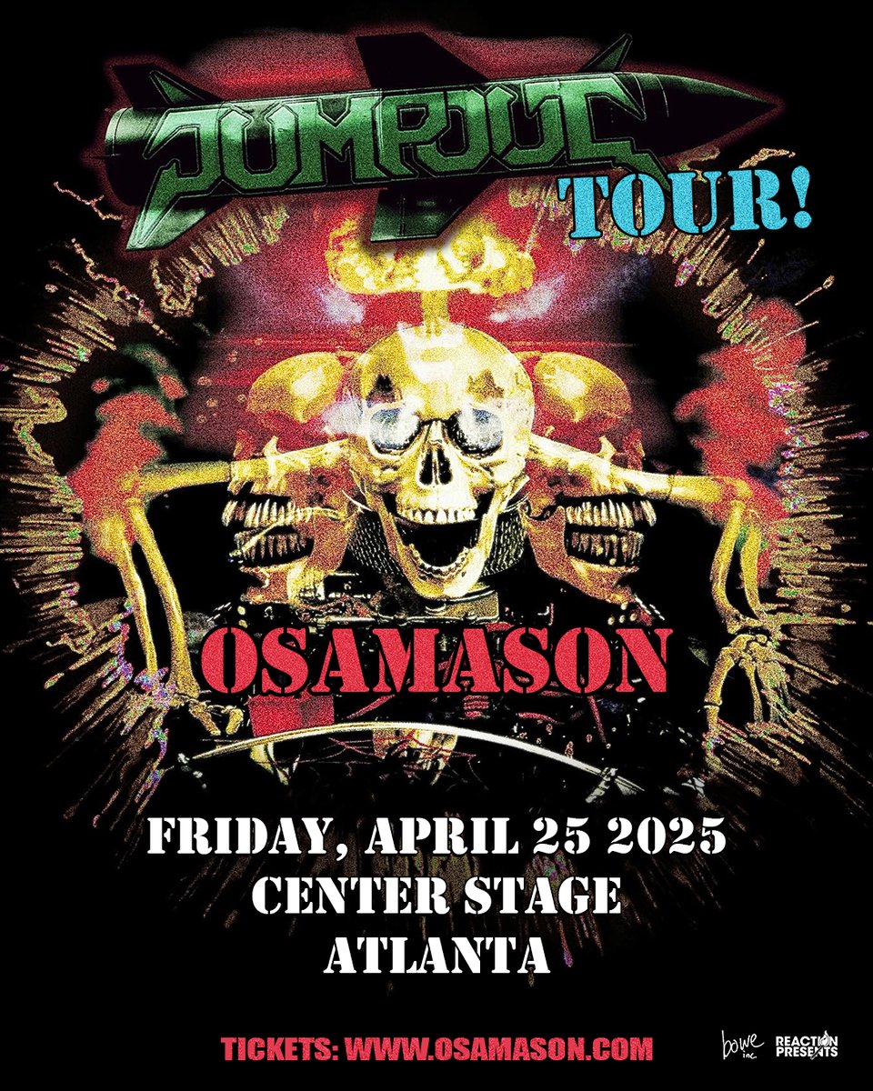 Bowe Inc. (@boweobrien) on Twitter photo JUST ANNOUNCED: OsamaSon #jumpouttour in ATL at <a href="/CenterStageAtl/">Center Stage Atlanta</a> Friday April 25th! Presale Thursday 10am ET, public on sale Friday 12pm ET
🎫:: ticketmaster.com/event/0E006231…
Presale password: FLXTRA JUST ANNOUNCED: OsamaSon #jumpouttour in ATL at <a href="/CenterStageAtl/">Center Stage Atlanta</a> Friday April 25th! Presale Thursday 10am ET, public on sale Friday 12pm ET
🎫:: ticketmaster.com/event/0E006231…
Presale password: FLXTRA