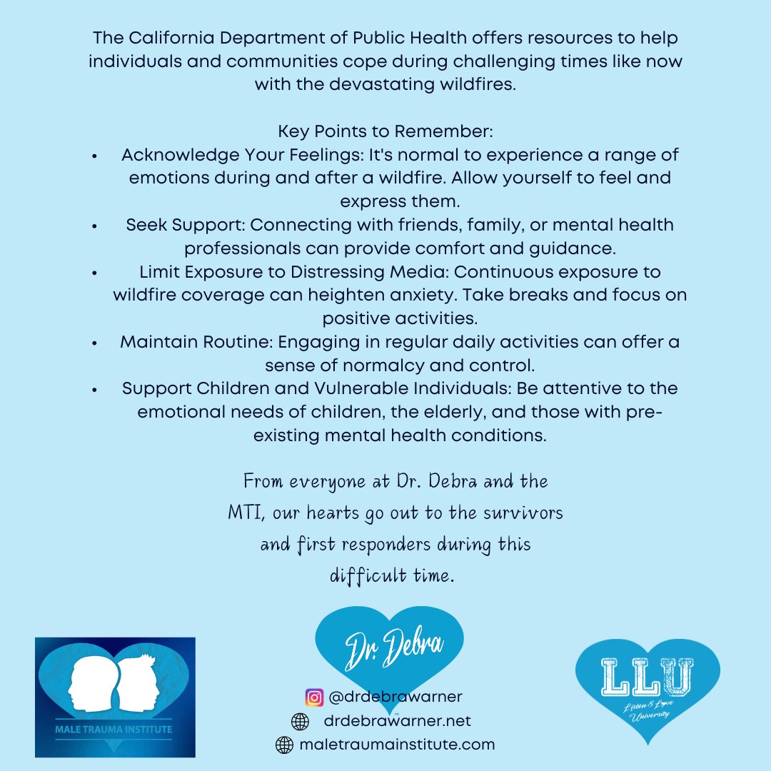 💙Remember, taking care of your mental health is as important as ensuring your physical safety. For more information &amp; resources, visit the California Department of Public Health's page on wildfires &amp; mental health: cdph.ca.gov. 💙
#MentalHealth #Recovery #Community
