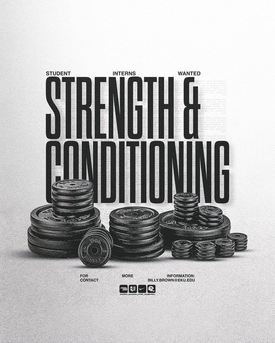 Want to get in on the action?!

Full-time EKU students can contact Billy Brown, Director of Football Sports Performance (billy.brown@eku.edu), about internship opportunities with our strength and conditioning staff!

#E2W | #MatterOfPride