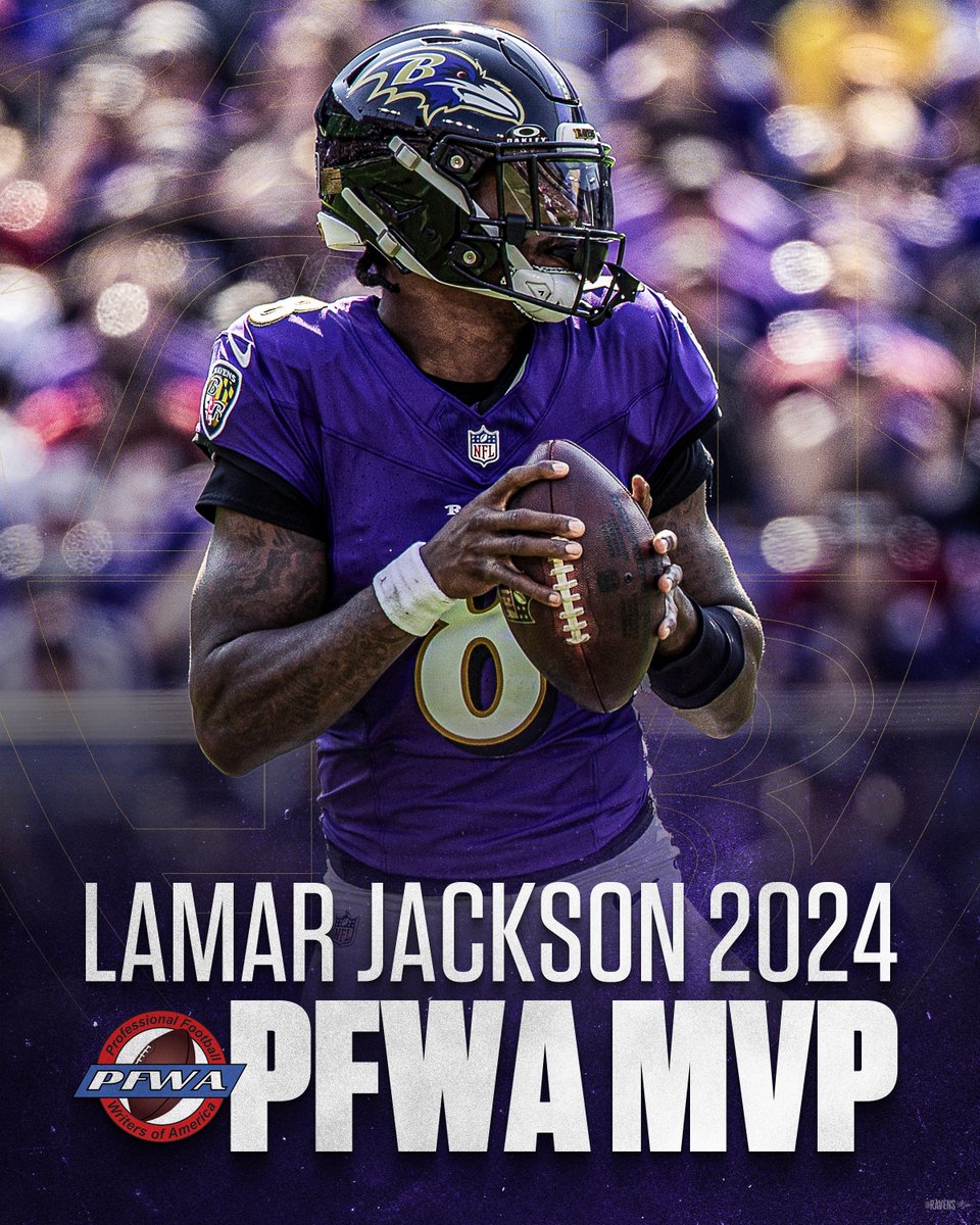 The <a href="/PFWAwriters/">Pro Football Writers</a> have named <a href="/Lj_era8/">Lamar Jackson</a> their 2024 MVP 👏