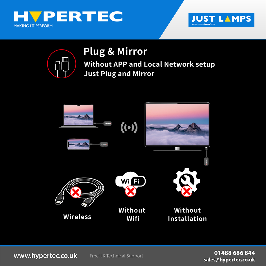 HypertecUK's tweet image. Having Trouble Connecting to Screens? Simplify Connectivity with the Airlink Wireless Projection Dongle 💻💡

Quote and order now: bit.ly/420vywz 

#HypertecLtd #JustLamps #WirelessProjection #TechSimplified #AirLinkDongle #CollaborationTools