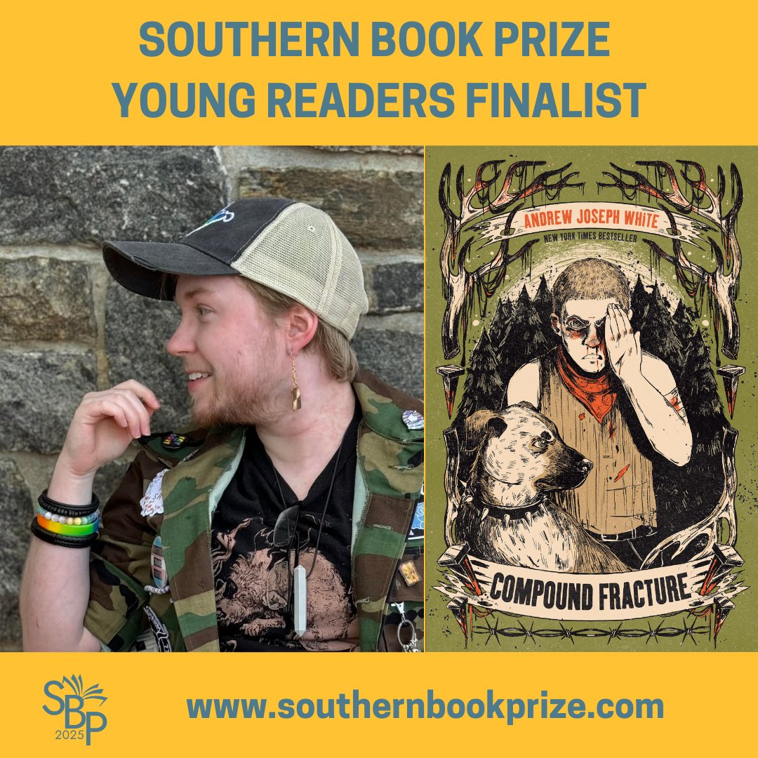 Peachtree Teen (@peachtreeteen) on Twitter photo COMPOUND FRACTURE is a Southern Book Prize Young Readers Finalist!
Cast your vote with the link below to make our boy the 2025 Winner!
thesouthernbooksellerreview.org/southern-book-…
<a href="/AJWhiteAuthor/">Andrew Joseph White 🏴🏳️⚧️</a>
#southernbookprize #SBP25 COMPOUND FRACTURE is a Southern Book Prize Young Readers Finalist!
Cast your vote with the link below to make our boy the 2025 Winner!
thesouthernbooksellerreview.org/southern-book-…
<a href="/AJWhiteAuthor/">Andrew Joseph White 🏴🏳️⚧️</a>
#southernbookprize #SBP25