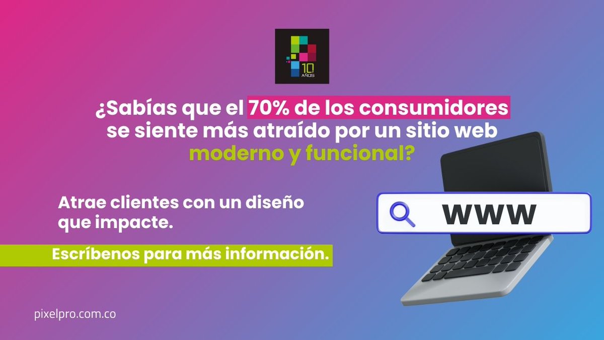 pixelpro_dd's tweet image. Tu web es tu carta de presentación. Por ese motivo, en Pixelpro te invitamos a que potencies tu #sitioweb para que cada visita cuente. 🚀
👉Contáctanos y transforma tu página web ahora: pixelpro.com.co/soluciones-web…