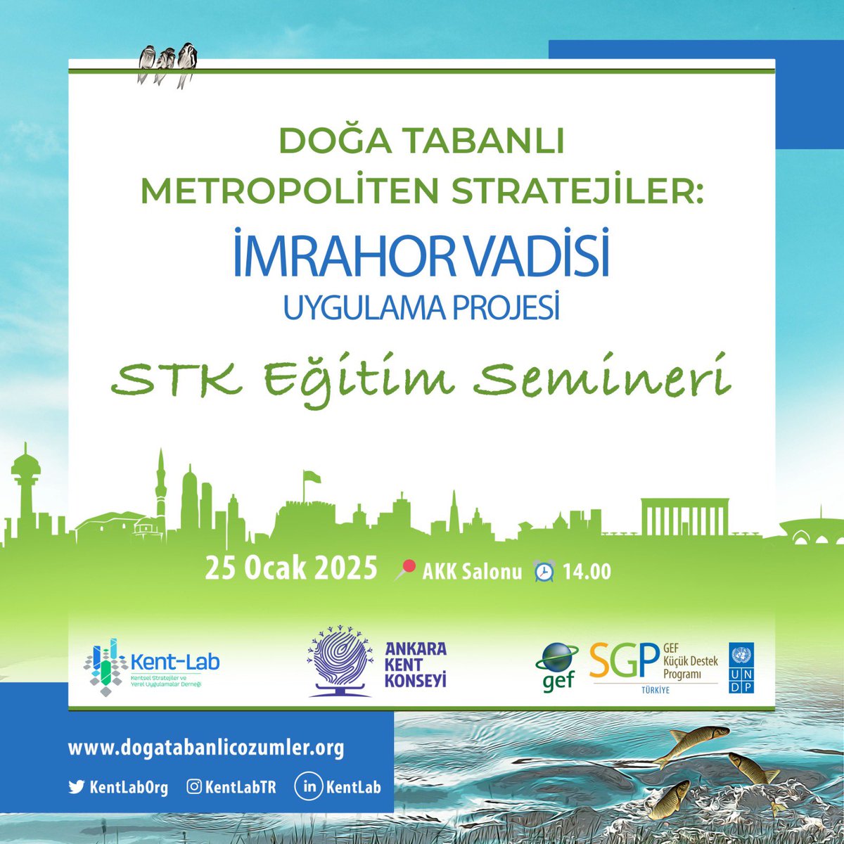 Kentsel Stratejiler ve Yerel Uygulamalar Derneği’nin yürüttüğü, Ankara Kent Konseyi’nin eş-faydalanıcı olduğu ve UNDP GEF-SGP tarafından desteklenen "Doğa Tabanlı Metropoliten Stratejiler: İmrahor Vadisi Uygulama Projesi" kapsamında "Doğa Tabanlı Uygulamalar STK Eğitim Semineri"