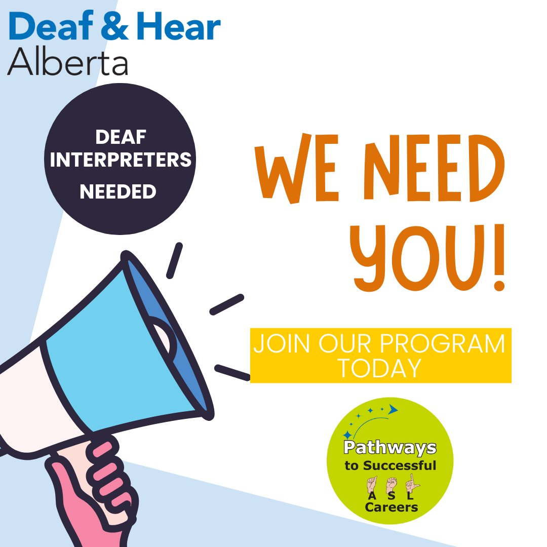 DeafandHearAB's tweet image. We’re actively recruiting Deaf Albertans who are interested in becoming Deaf Interpreters! Apply today and start your journey toward a fulfilling career.   Email cindyp@deafandhearalberta.ca today.  #DeafInterpreter #ASL #DeafCareers