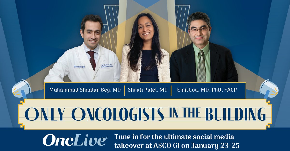 OncLive's tweet photo. Want the inside scoop on the most buzzworthy research at @ASCO #GI24?🔍 @ShrutiPatelMD, @cancerassassin1, and @ShaalanBeg are on the case! Follow the #OncLive X, Instagram &amp; Bluesky accounts on January 23-25 for exclusive commentary and a few plot twists along the way! #oncology https://t.co/q5pLptvmOs