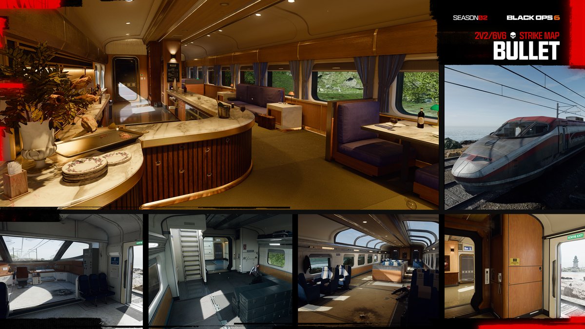 charlieINTEL's tweet photo. Bullet, the new 2v2 and 6v6 map coming to Black Ops 6 MP in the Season 2 Reloaded update, is a small sized map set on a moving train. https://t.co/1bskvYcRnk