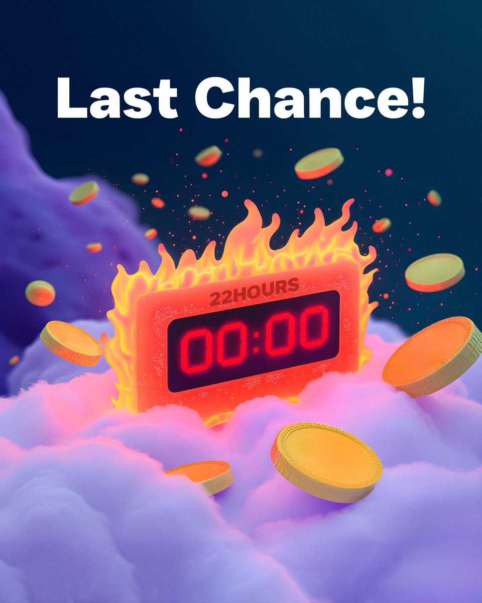 Only 13 hours left! ⏳ 

The final chapter of the Gleam Airdrop is here. 

A secret code: 22HOURS - enter it now and claim your bonus before time runs out. 🏹✨

Will you seize the prize, or let it vanish into legend? 🏆👑

gleam.io/u0YNj/mini-hun…

#BSC #P2E #Gleam #Airdrop