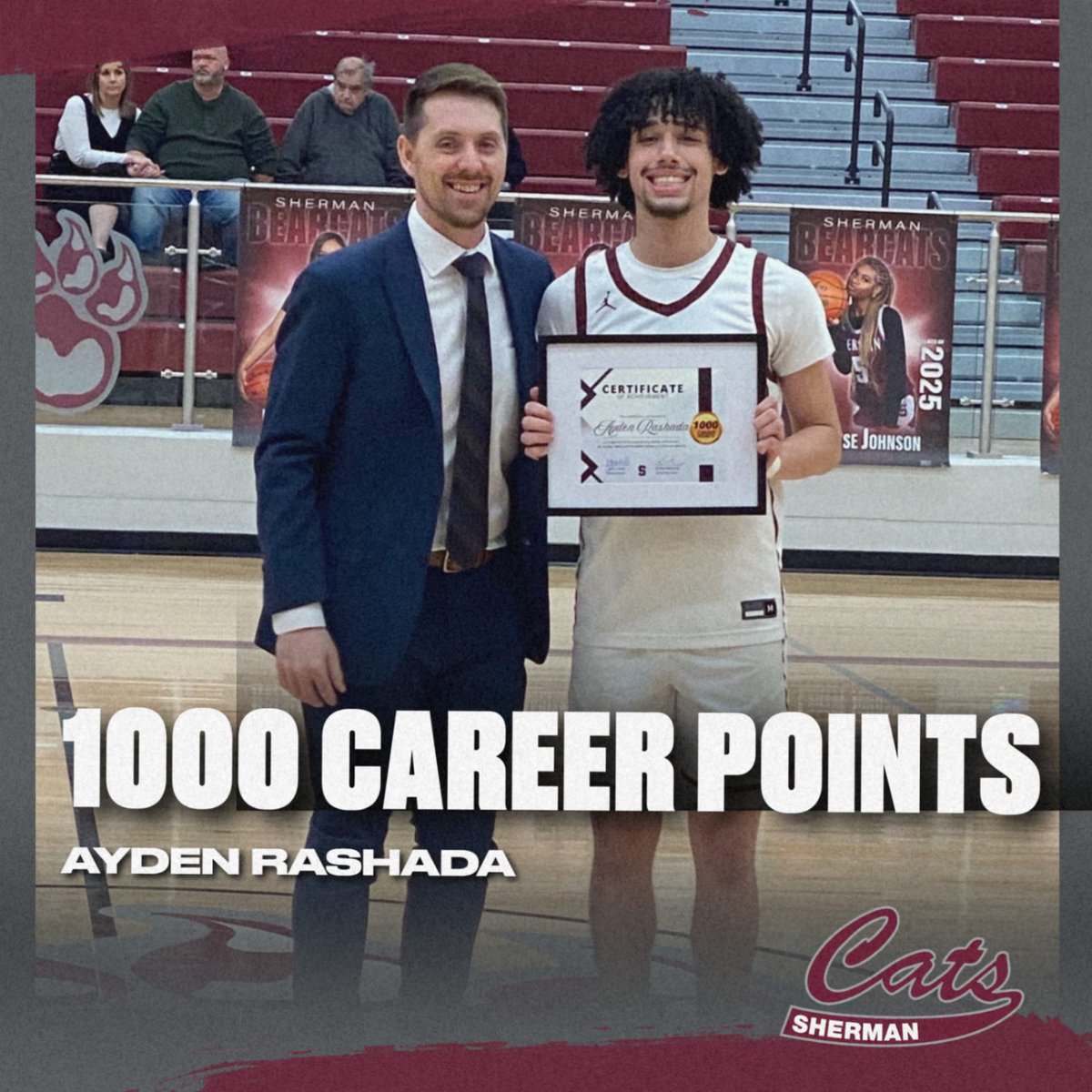 Congratulations to Ayden Rashada on surpassing 1000 points in his Sherman Bearcat Career!
#TOE