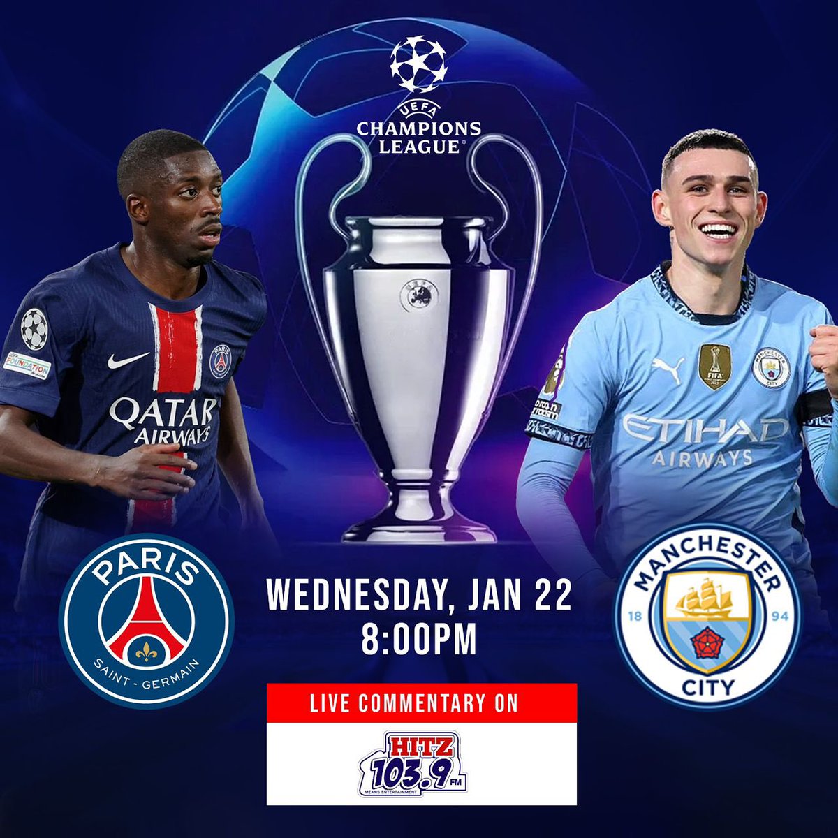 Another UCL evening awaits!! and it’s a crucial one tonight between <a href="/PSG_English/">Paris Saint-Germain</a> and <a href="/ManCity/">Manchester City</a>. It is now or never. Join us at 8pm for live commentary. #Hitzrepurjersey #UCL