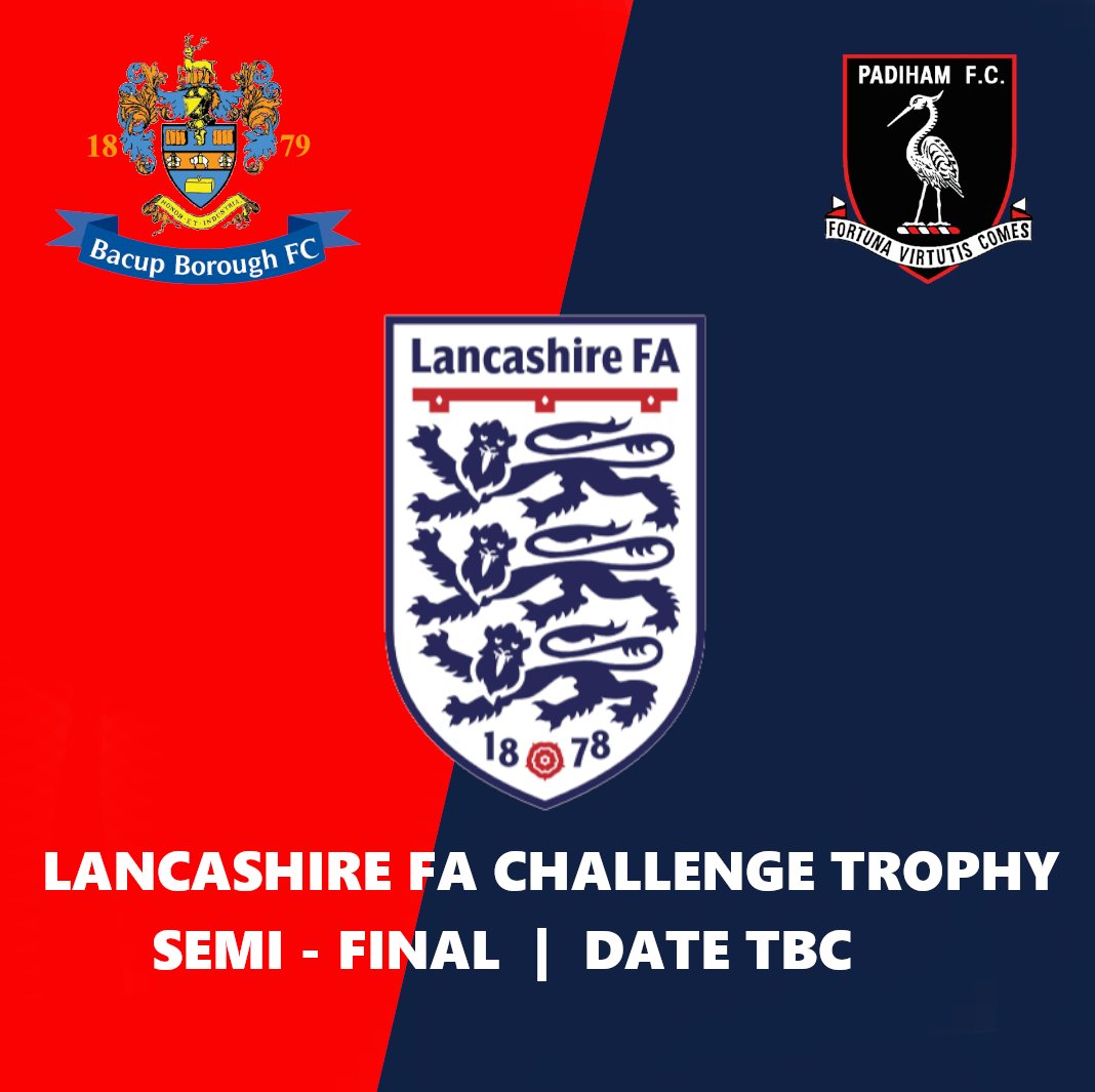 Bacup Borough FC (@bacupboro) on Twitter photo LANCASHIRE FA CHALLENGE TROPHY β½οΈπ
It has been announced that <a href="/BacupBoro/">Bacup Borough FC</a> will play <a href="/Padiham_FC/">Padiham Football Club</a> in the semi-final of this seasons competition. The game will take place at the Brian Boys Stadium. Date TBC LANCASHIRE FA CHALLENGE TROPHY β½οΈπ
It has been announced that <a href="/BacupBoro/">Bacup Borough FC</a> will play <a href="/Padiham_FC/">Padiham Football Club</a> in the semi-final of this seasons competition. The game will take place at the Brian Boys Stadium. Date TBC