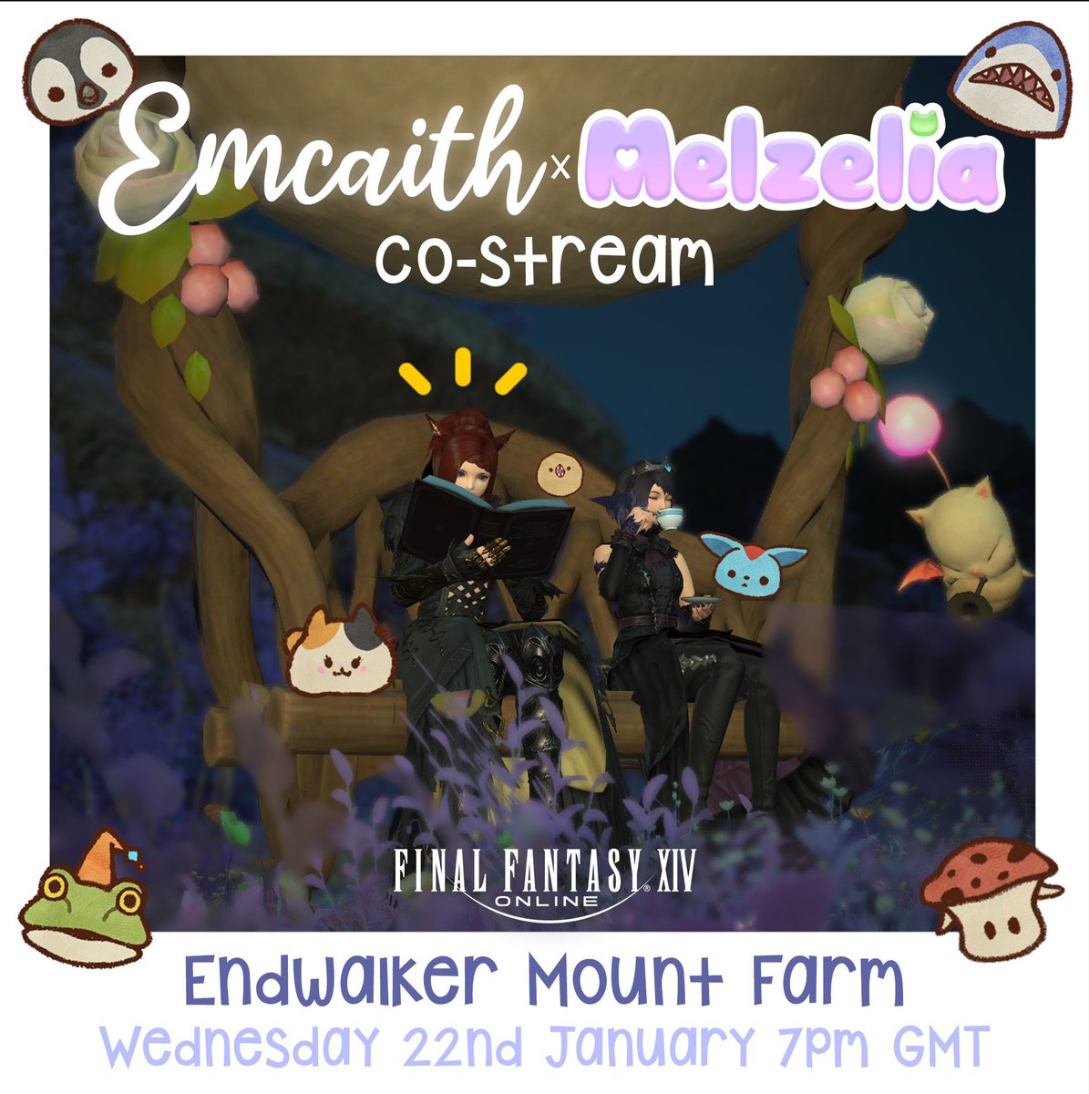 emcaith's tweet photo. It’s time for our extremely cozy Lynx mount farm collab @MelzeliaTV #ffxiv #FinalFantasy14 Hydealyn here we come 🥰 https://t.co/jgnKDYVTLF https://t.co/EWlRSV5HKL