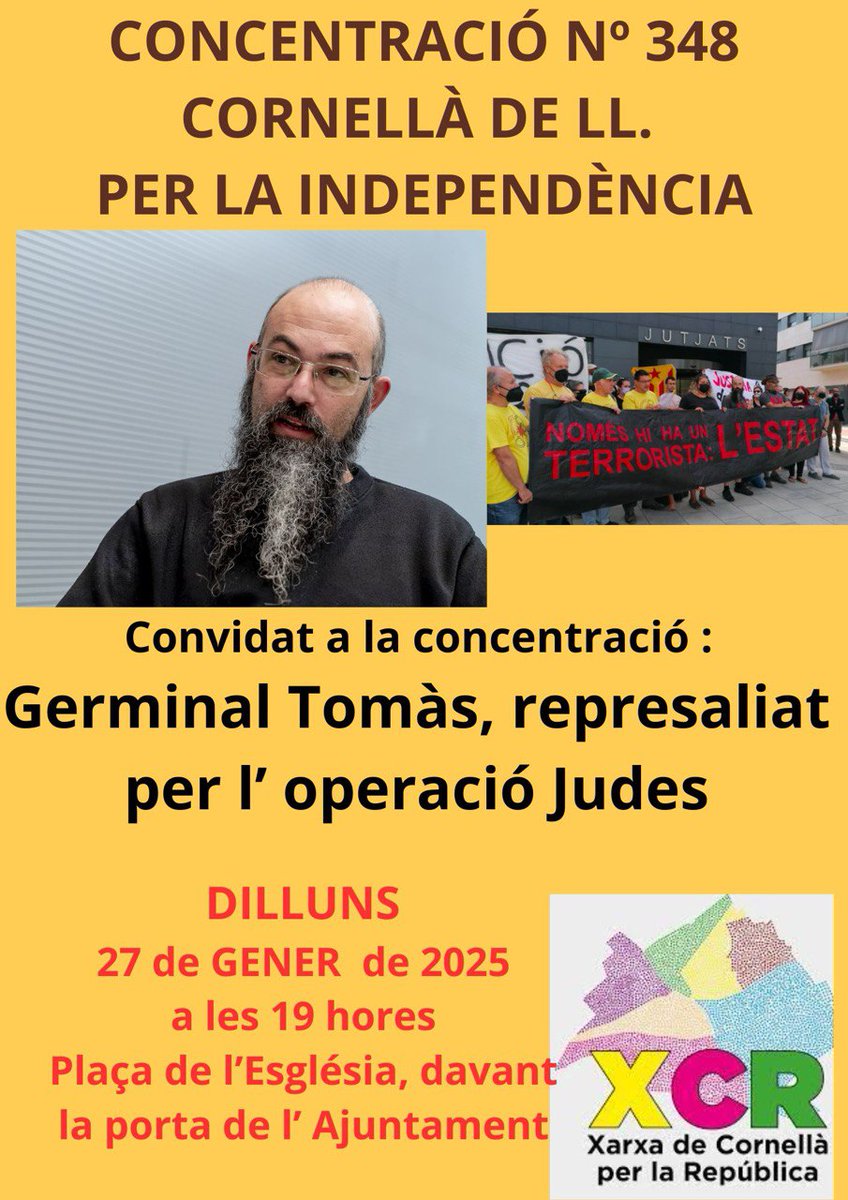 Per qui vulgui i pugui, ens trobem dilluns a Cornellà!!!