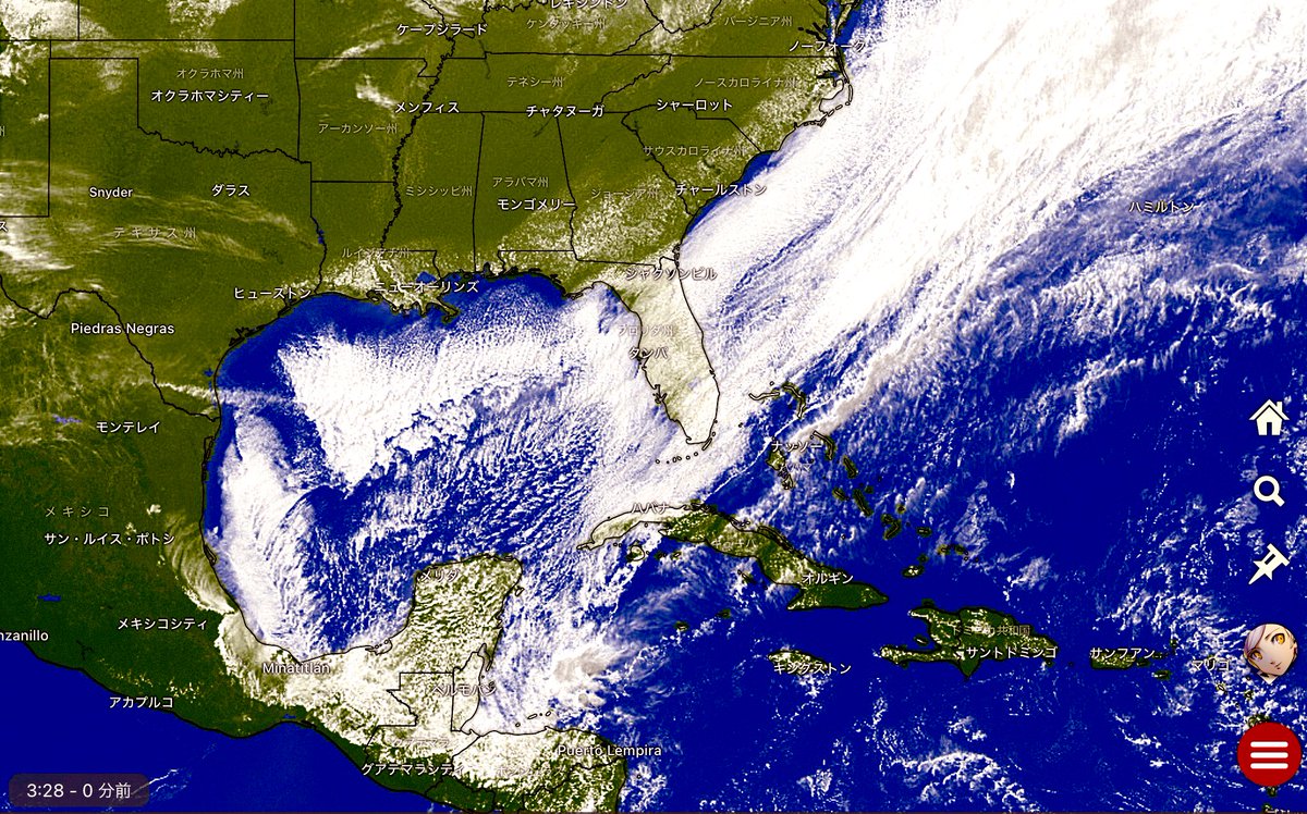 Lavenza2025's tweet image. Low-pressure clouds accompanied by a front that made heavy snow fall on the Gulf Coast of Mexico in the United States are passing through the Florida Peninsula.

#FloridaPeninsula