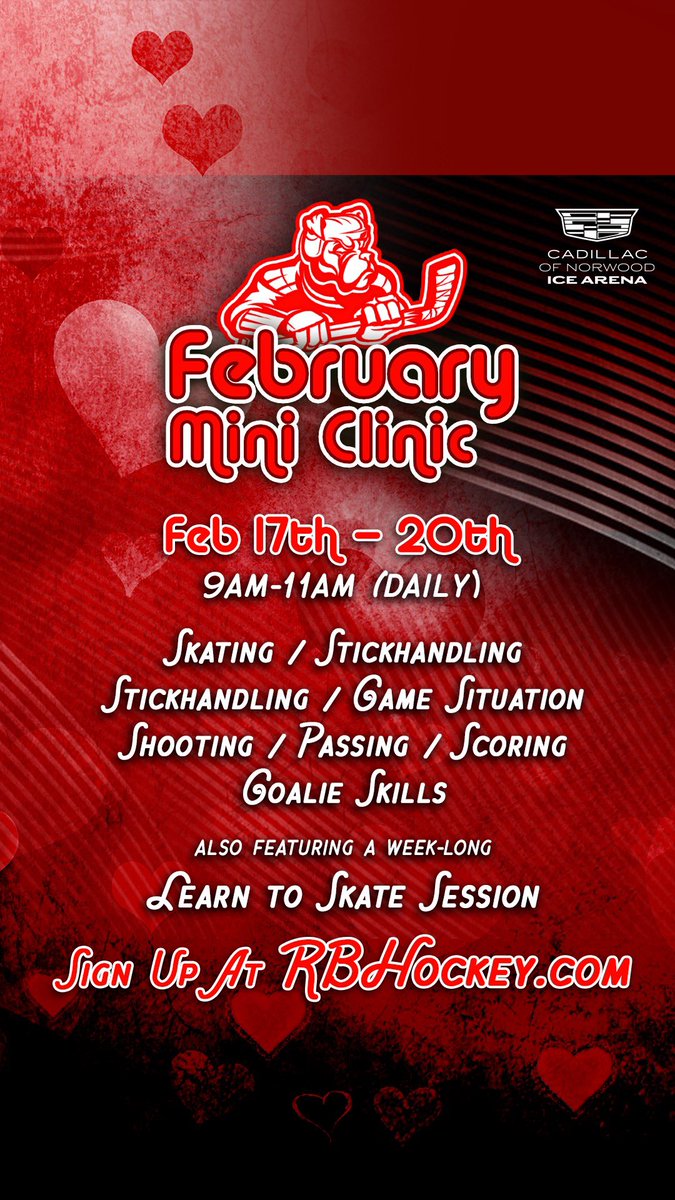 We all love hockey, so be sure to sign up for our February Mini Clinics! Link in bio!

<a href="/CadillacIce/">Cadillac Ice Arena</a> 

#RBHockey #CadillacIceArena