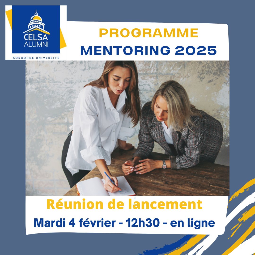 📌A la recherche d'un accompagnement pour votre évolution professionnelle ? Envie d'apporter votre expertise &amp; votre expérience ? Rejoignez notre programme #mentoring 2025 !
📅RV le mardi 4 février de 12h30 à 13h30 pour la réunion de lancement en ligne.
👉celsa-alumni.com/fr/event/mento…