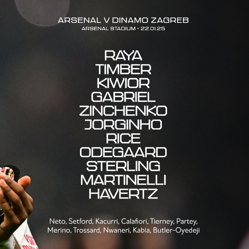 Arsenal's tweet photo. 🔴 𝗧𝗘𝗔𝗠𝙉𝙀𝙒𝙎 ⚪️

🧱 Kiwior partners Gabriel
⚖️ Jorginho in the middle
⚡️Sterling on the wing

Let's do this, Gunners 👊