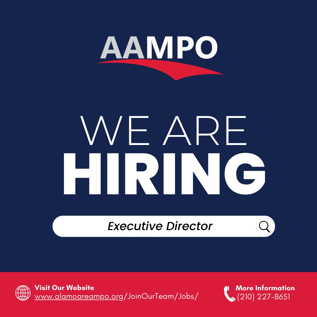 AAMPO is seeking an Executive Director to lead and collaborate with elected officials, transportation agencies, and the public in the development and maintenance of critical transportation plans. Learn more about this position &amp; how to apply
👉alamoareampo.org/JoinOurTeam/Jo…