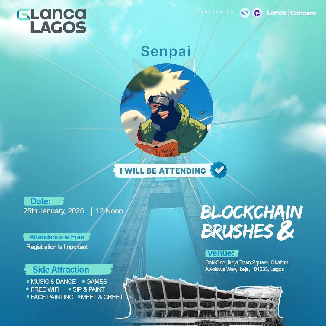 justprotocol's tweet image. We are not done.🚨

We just confirmed @Senpai_o1 for @lanca_io Glanca Lagos - 25th January 2025

Senpai is a strong voice in the web3 space, deep into the heart of community building and web3 project marketing. 

He would be joining us in the fun and also sharing great alphas…