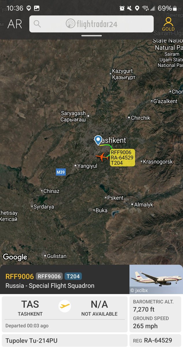 Borrowed7Time's tweet photo. Russia Special Flight Squadron Tu-214PU-SBUS RA-64529 #14FC11 as RFF9006 departing Tashkent. On board, Minister of Defence Andrey Belousov, who made an official visit to UZB, arriving 21 Jan.
@sipjack1776 @thereccelizard @holgidaun @RBbethetruth @Dinlas3 https://t.co/jGudGXYEvA