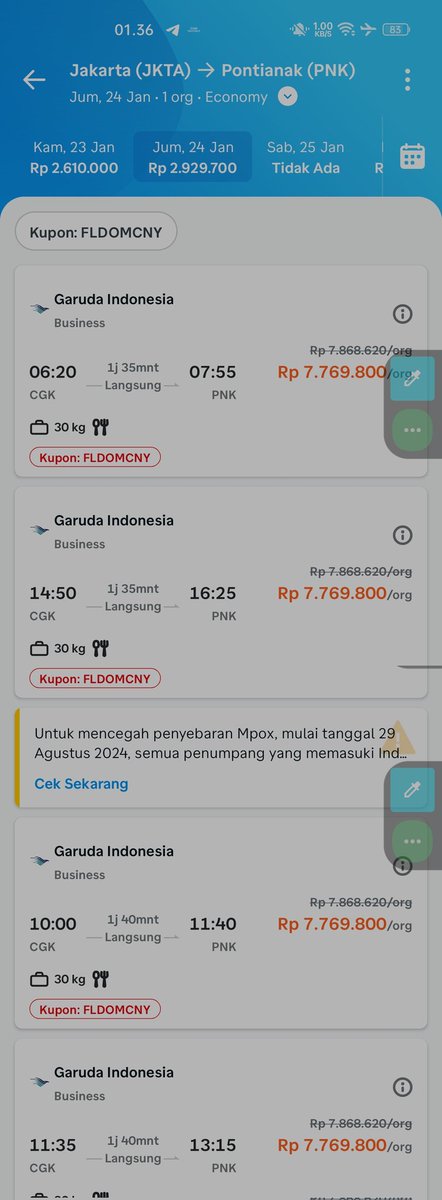 alit_de's tweet photo. Dan terjadi lagi...... Harga tiket pesawasat jkt-pnk Berasa ke jepang, padahal penerbangan domestik 1 jam lebih @detikcom @prabowo @kompascom @infoDISHUB https://t.co/1JfQl2HKV3