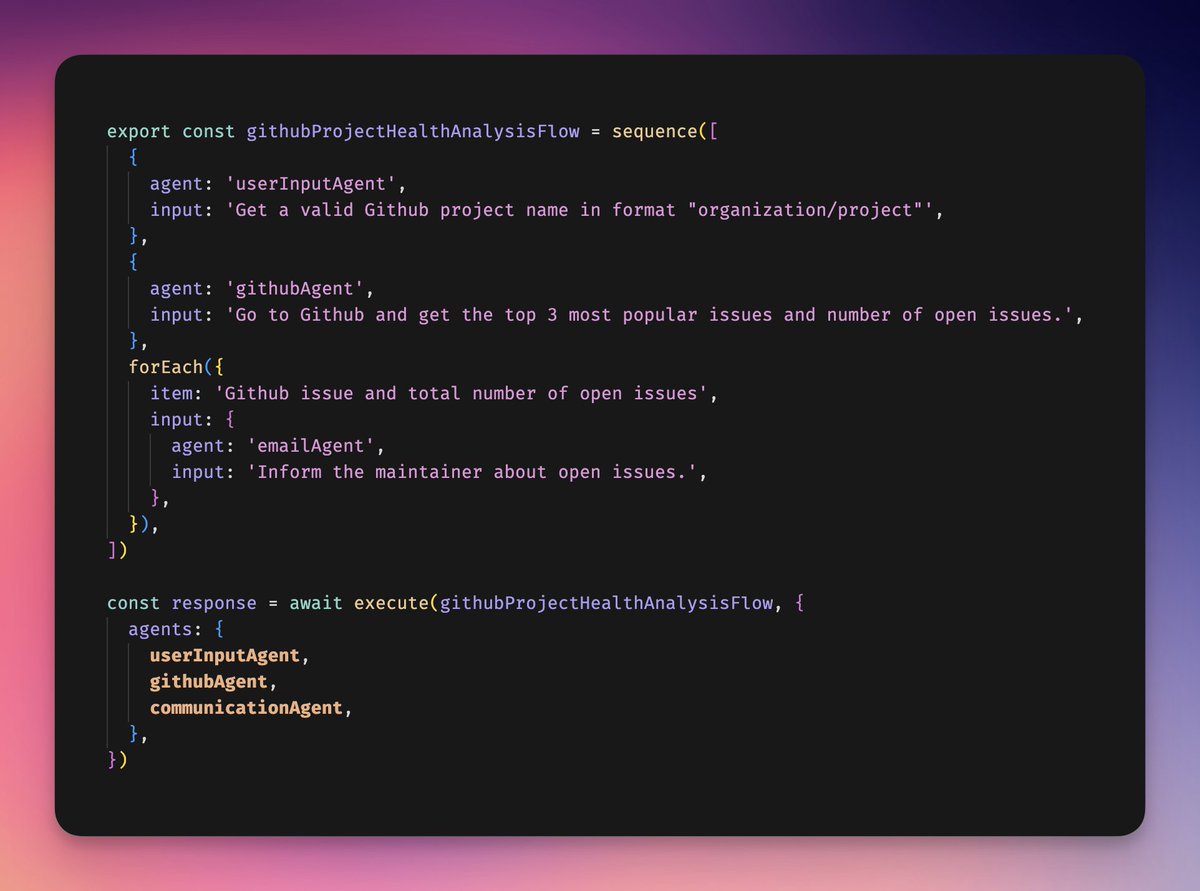 🎉 Announcing Flows AI: A light-weight library to build agent workflows, on top of Vercel AI SDK.

✅ No unnecessary abstractions.
✅ Use any LLM and provider of your choice.
✅ All patterns from Anthropic article provided out of the box.

Read announcement and check it on GitHub
