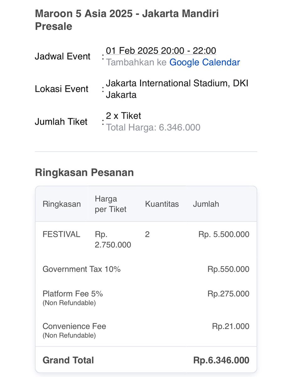 baabiterbang's tweet photo. WTS MAROON 5 TOUR JAKARTA 
1 FEB 2025
2 FESTIVAL TICKET

UNDER PRICE‼️‼️
5,5 mio/ 2 ticket

COD Jakarta Pusat! https://t.co/aBDCTsplZv