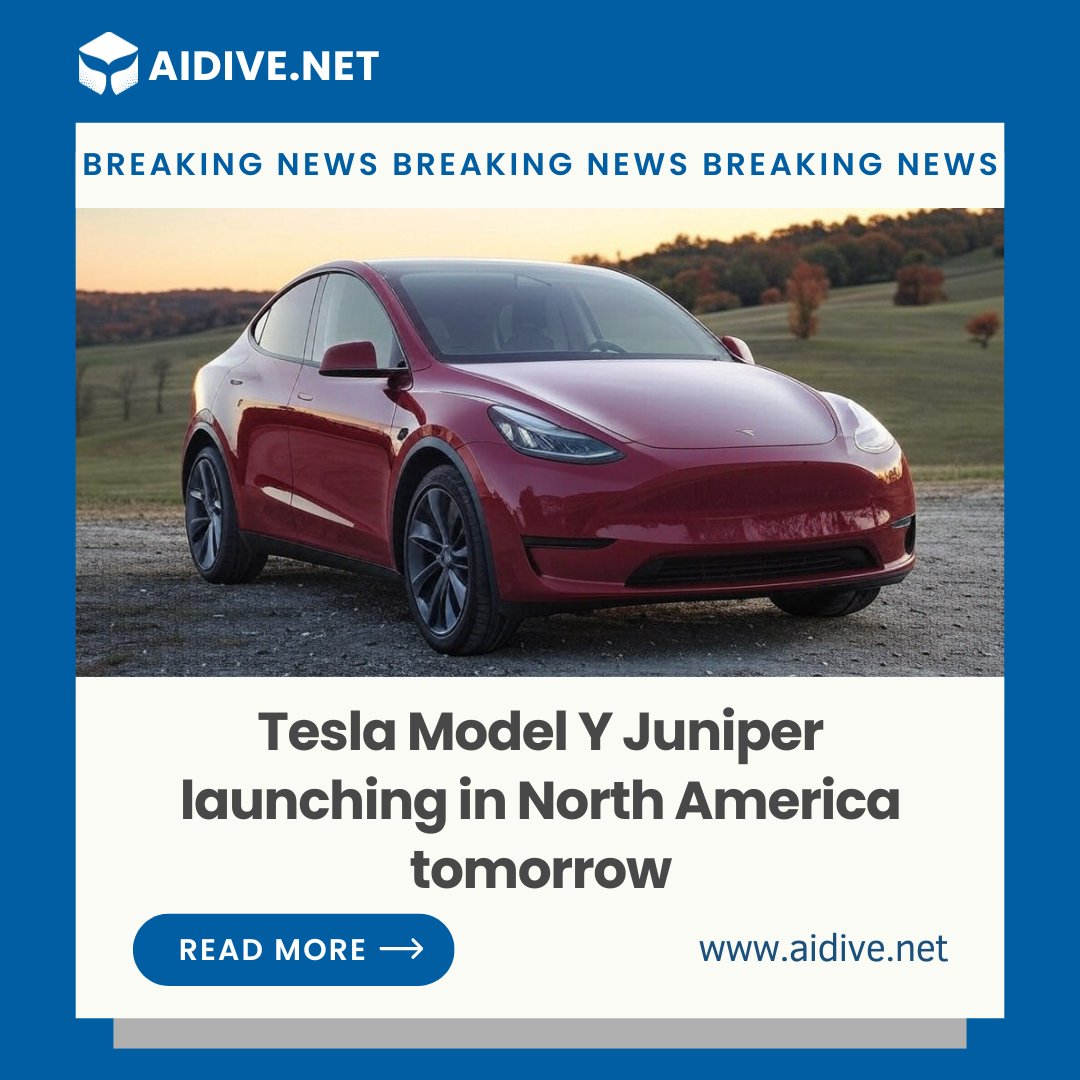AiDive_net's tweet photo. Tesla Model Y Juniper launching in North America tomorrow
#Tesla #TeslaModelY #ModelY #JuniperRefresh #ElectricVehicles #EVRevolution #TeslaUpdates
Read the full article:
https://t.co/Sdr8ktOtCg https://t.co/cnwVe651M2