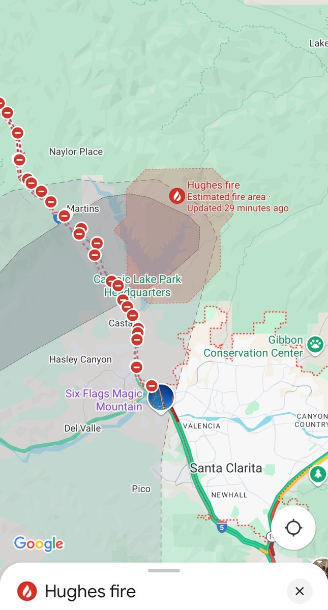 Oh, look! Another fire north of Los Angeles near Santa Clarita. 5,000 acres and growing. Climate change strikes again!