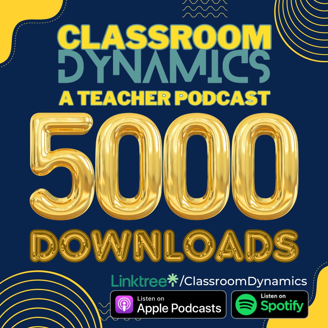 ClassDynamics's tweet image. 5,000 THANKS to every #teacher and #educator who’s given Classroom Dynamics a listen! #edcation #edchat #edutech #teachers 🎧 🎙️ linktr.ee/ClassroomDynam…