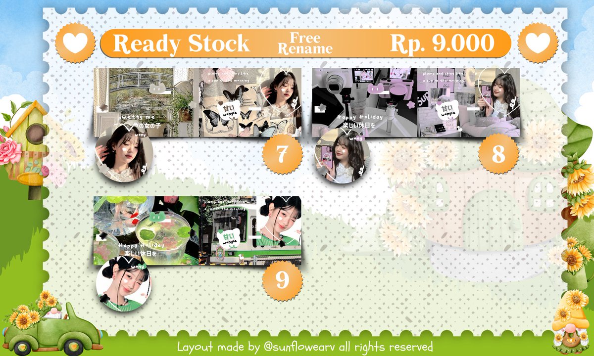 Boleh bantu repostnya? Maaciw! 🫶🏻

Halo mentemen! Flo bawa 9 layout ready stock Jennie, Rose, Asa, Karina, Yujin sama Wonyoung dari katalog Cherry Bliss &amp; Sunlit Joy 😍 get ava PNG ONLY ya, bisa QRIS, DANA, SPAY ataupun GOPAY 🌻

Mari jajaan #zonauang