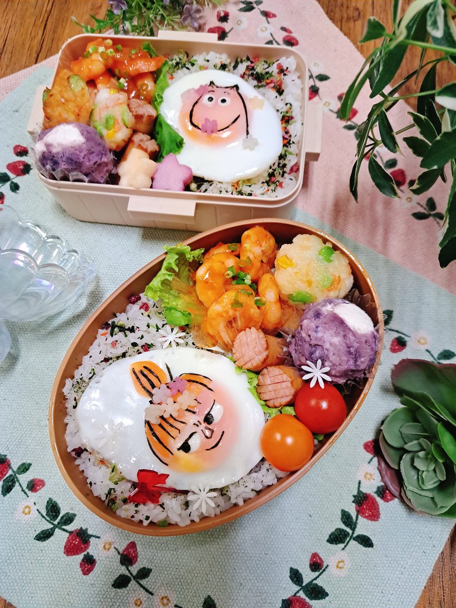 目玉焼きにアートするの楽しい！！

#今日のお弁当
#ムーミン
#目玉焼きアート
#リトルミイ