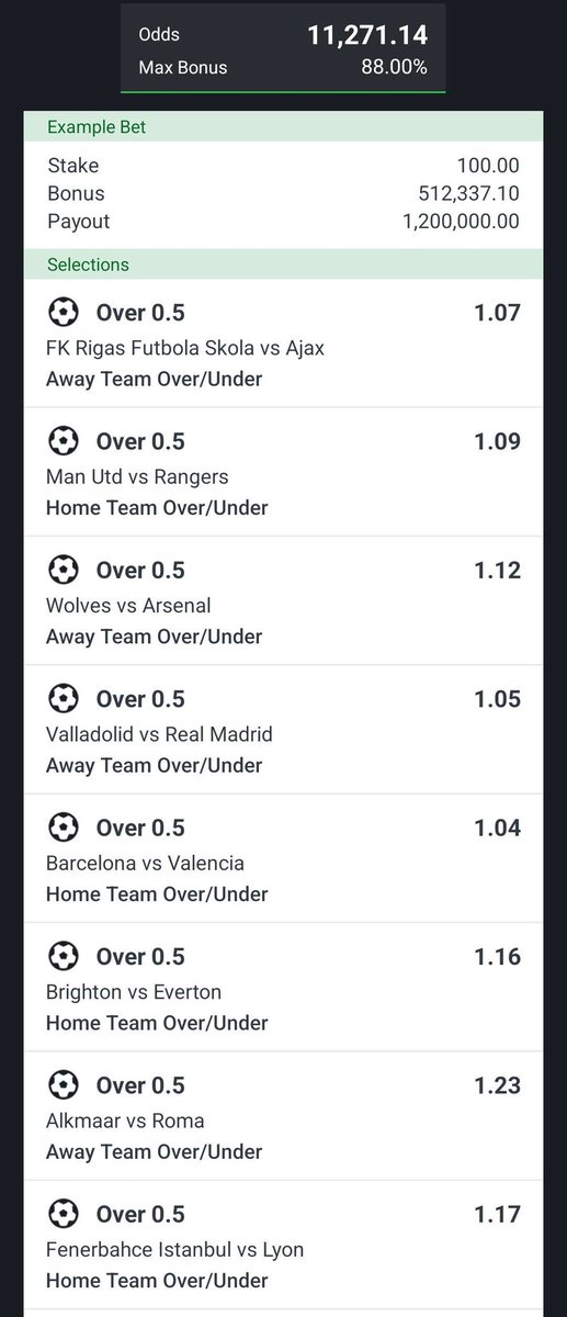 11000 odds well analyzed. A team to score a goal each. We are getting another grand audit this weekend.  Repost, bookmark and stake. Check comment session for code and 300 odds edit.